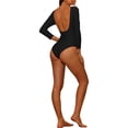 thumbnail image 3 of INSPIRE CHIC Women's 1 piece Long Sleeve Swimsuit Scoop Neck Backless Basic Rashguard Swimwear Bathing Suits Black L, 3 of 5