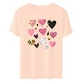 thumbnail image 4 of XMMSWDLA Femmes Saint-Valentin Mignons Cœurs Pêche T-Shirts Graphiques Col Rond Manches Courtes T-Shirts d'Été Beige Hauts de Printemps pour Femmes 2024, 4 of 6