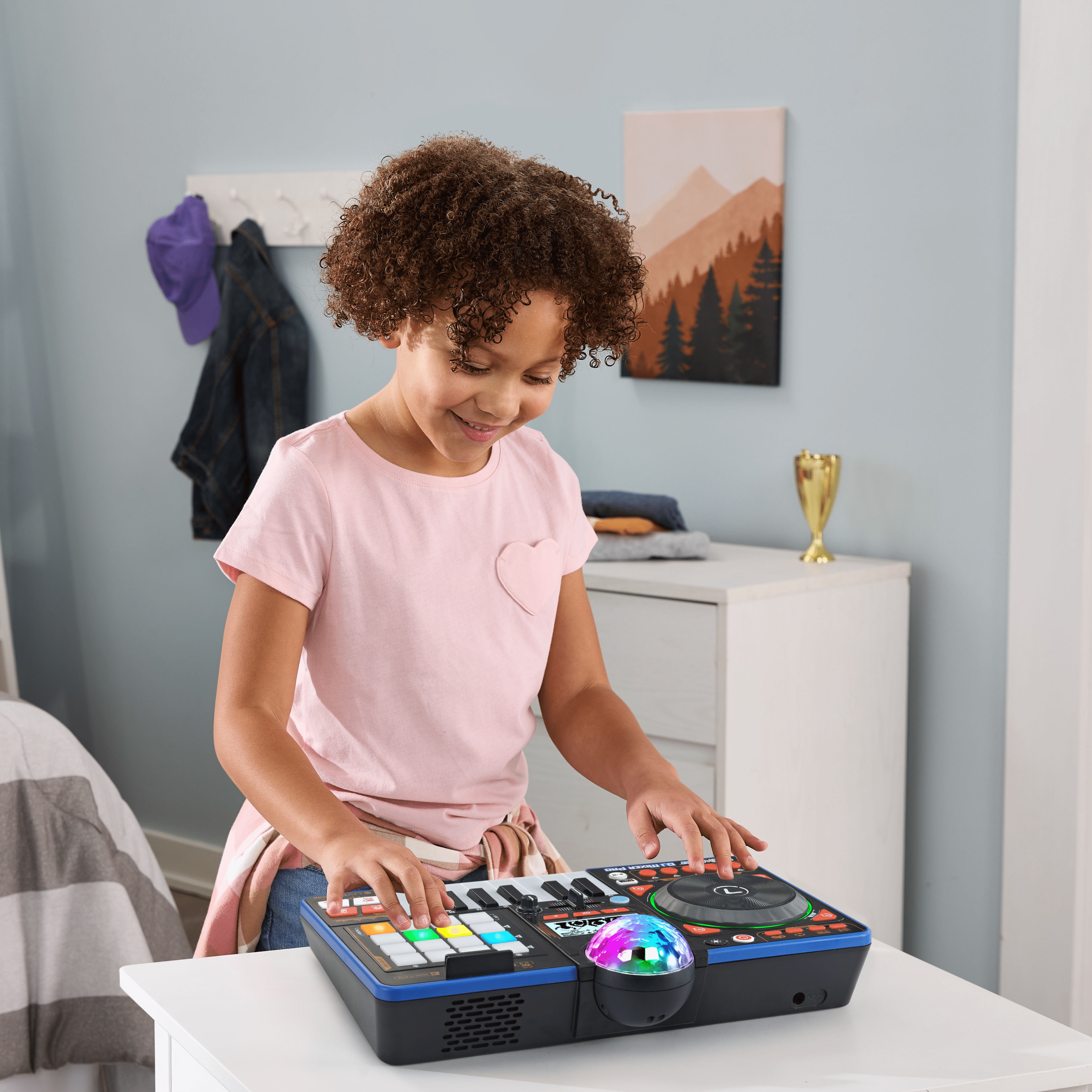 VTech Kidi Star DJ Mixer Pro Kids Real Music Turntable, Piano and Songs Toy for kids - French Version, 5+ Years