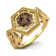 thumbnail image 2 of 6MM Rond Fumé Quartz 925 Argent Sterling Or Vermeil Forme Hexagone Géométrique Femmes Bague de Mariage, 2 of 3