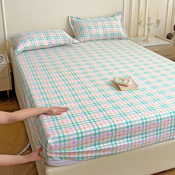 Fitted Sheet Queenze 78.74x70.86 Inch Double Bed Sheet Non Elastic Corner Bedding Cover All Inclusive Mattress Protector Soft Knit Polyester Fabric Stretchable Bottom Sheet Fits Mattress Up t