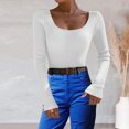 thumbnail image 2 of PMUYBHF Combinaison Chandail pour Femmes Couleur Unie Col en U Tricoté Chandail Col Roulé TG, 2 of 5