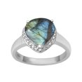 thumbnail image 1 of 925 Sterling Silver 7MM Heart Shape Labradorite Solitaire Women Love Ring, 1 of 2