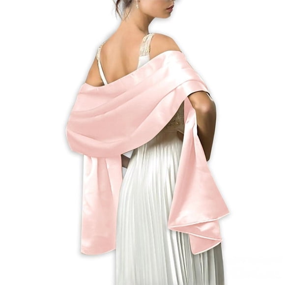 Bal de Danse de Mariage Femmes Châle en Satin Bal de Danse Femmes Satin Filles Soirée Fête Banquet Bal Élégant Foulard Décoratif Couleur Unie Déco Rose