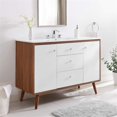 thumbnail image 1 of Pemberly Row Meuble-Lavabo de Salle de Bain Moderne en Bois à Lavabo Simple de 47 Pouces en Noyer/blanc, 1 of 9