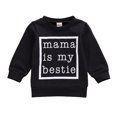 thumbnail image 1 of Baby Pullover Sweater, mama is my bestie Letter Printing Ribbed Closing Classic Round Neck Spring Clothing, 1 of 6