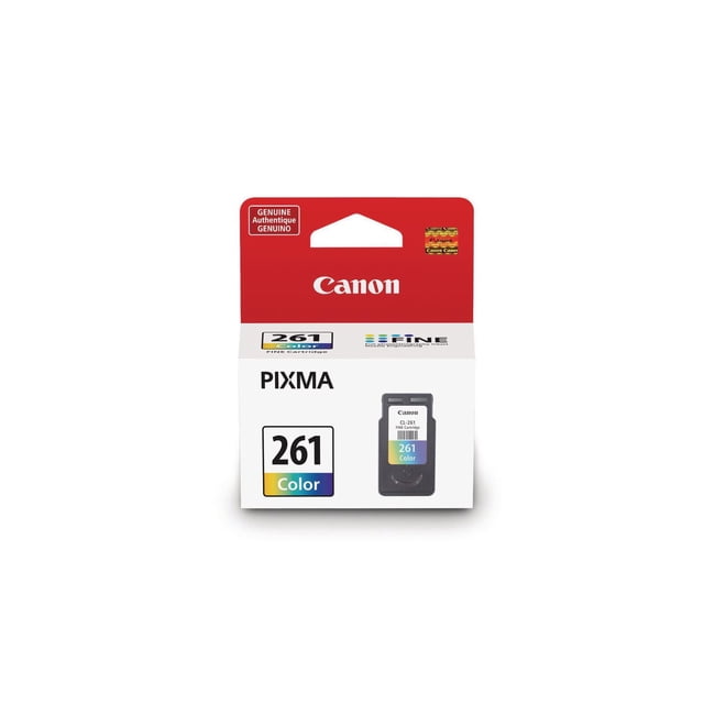 Canon CL-261261 Emballage de Cartouche d'Encre Couleur pour Imprimantes PIXMA, Montrant une Boîte Frontale avec design Rouge et Blanc, logo Canon, Étiquette Couleur et image de Cartouche, Conçu pour une Impression photo Vibrante et compatible avec les Modèles PIXMA TR7020, TS5320, TS6420, TS6420a, Idéal pour les Fournitures d'Imprimante et le Remplacement de Cartouche d'Encre.