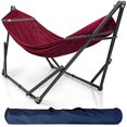 thumbnail image 1 of Tranquillo Universal 106.5" Double Hammock with Adjustable Stand & Bag, Red, 1 of 5