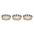 thumbnail image 3 of ZheElen Alloy Durable And Non-deforming Rhinestone For Wedding Or Cosplay Family Wedding Hair Crown Gold  + sapphire 3Set, 3 of 6