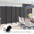 thumbnail image 4 of Costway 6-Panel Folding Room Divider 6FT Rolling Privacy Screen with Lockable Wheels Grey, 4 of 10