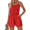 thumbnail image 2 of Timegard Rompers for Women Scoop Neck Elastic Waist Short Jumpsuit Casual Comfy Solid Color Outfits, 2 of 8