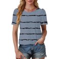 thumbnail image 4 of BVOFAR Chemises à Oeillets à Rayures pour Femmes 2025 Été Blouses à Col Rond Mode T-Shirts à Manches Courtes Chic Décontracté Hauts Coupe Ample, 4 of 7