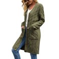 thumbnail image 3 of FOCUSNORM Women Juniors Cardigan, Solid Color Long Sleeve Sweater Coat with Pockets, 3 of 5