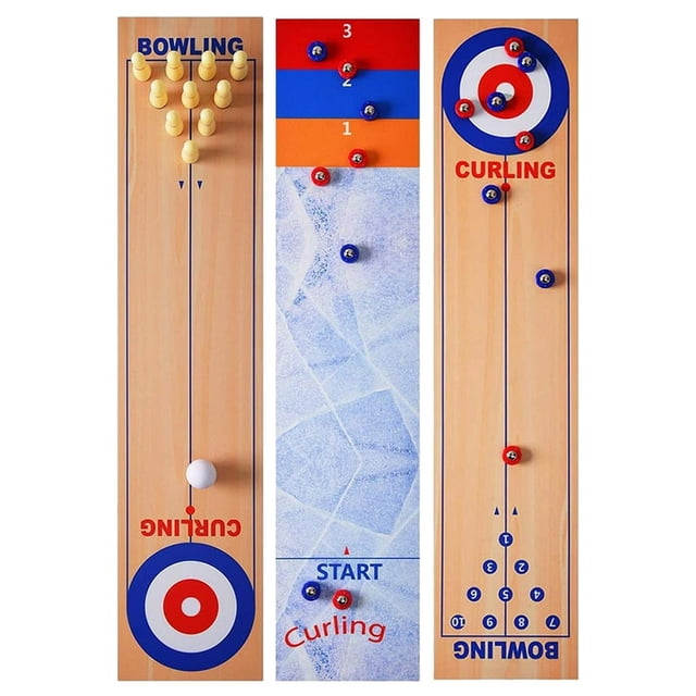 3 in 1 Table Curling Game with Spacious Game Mat Fun Family Game for Kids Adults