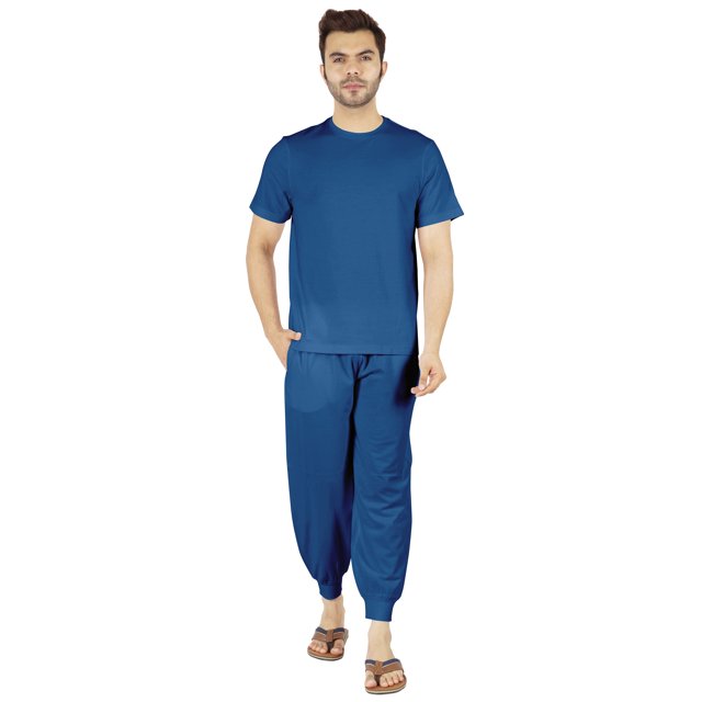 Inkmeso Ensemble de Pyjama Uni pour Hommes, Manches Courtes, Vêtement de Nuit à Col Rond, Ensemble de Pj
