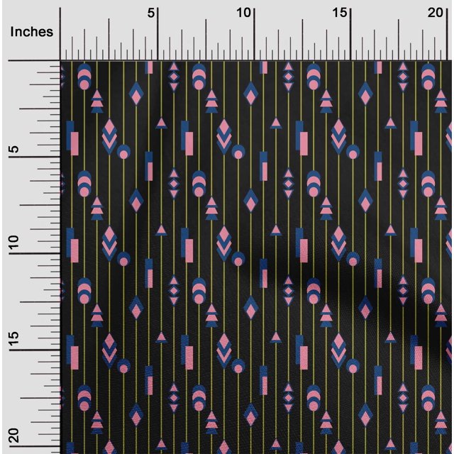 oneOone Polyester Lycra Fabric Stripe & Geometrical Shapes Geometric Printed Fabric 1 Yard 56 Inch Wide