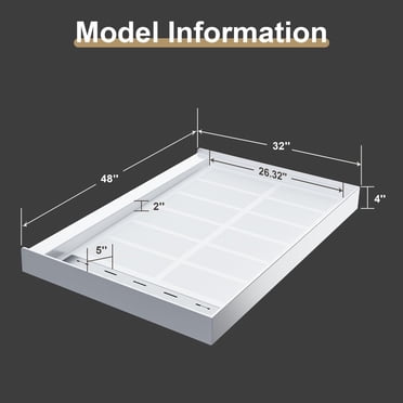 48" x 32" Shower Base with Non-Slip Surface & Right Drain – Durable SMC Shower Pan Kit with 304 Stainless Steel Drain Cover, Single Threshold Design for Bathroom