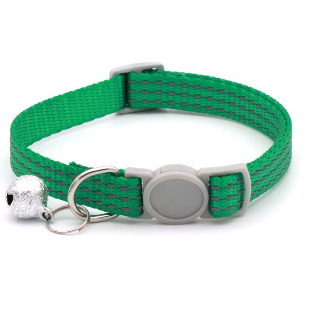 Lot de 5 Colliers pour Chat Réfléchissants à Dégagement Rapide avec Clochette, Boucle de Sécurité, Nylon, Colliers Ajustables pour Chaton, Vert Foncé