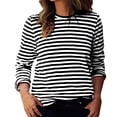 thumbnail image 4 of Timegard Hauts pour Femmes à Rayures à Manches Longues Col Ras du Cou Blouse Ample et Confortable Hauts Habillés Décontractés Vêtements d'Automne, 4 of 8