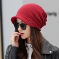 thumbnail image 3 of Women's Cotton Hat Thick Warm Windproof Simple Solid Color Beanie Hat, 3 of 7