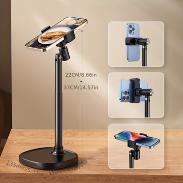 YOPTOP Support de Téléphone Universel Étanche en Aluminium - Réglable et Rotatif pour Diffusion en Direct, Égoportraits et Visualisation par-Dessus les Têtes, Noir Pro