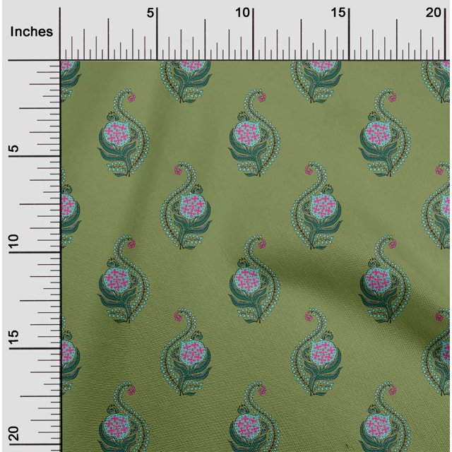 oneOone Polyester Lycra Fabric Leaves & Floral Block Fabric Prints By Yard 56 Inch Wide