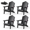 thumbnail image 1 of Gymax 4PCS Patio Folding Adirondack Chair Weather Resistant Cup Holder Yard Black, 1 of 10