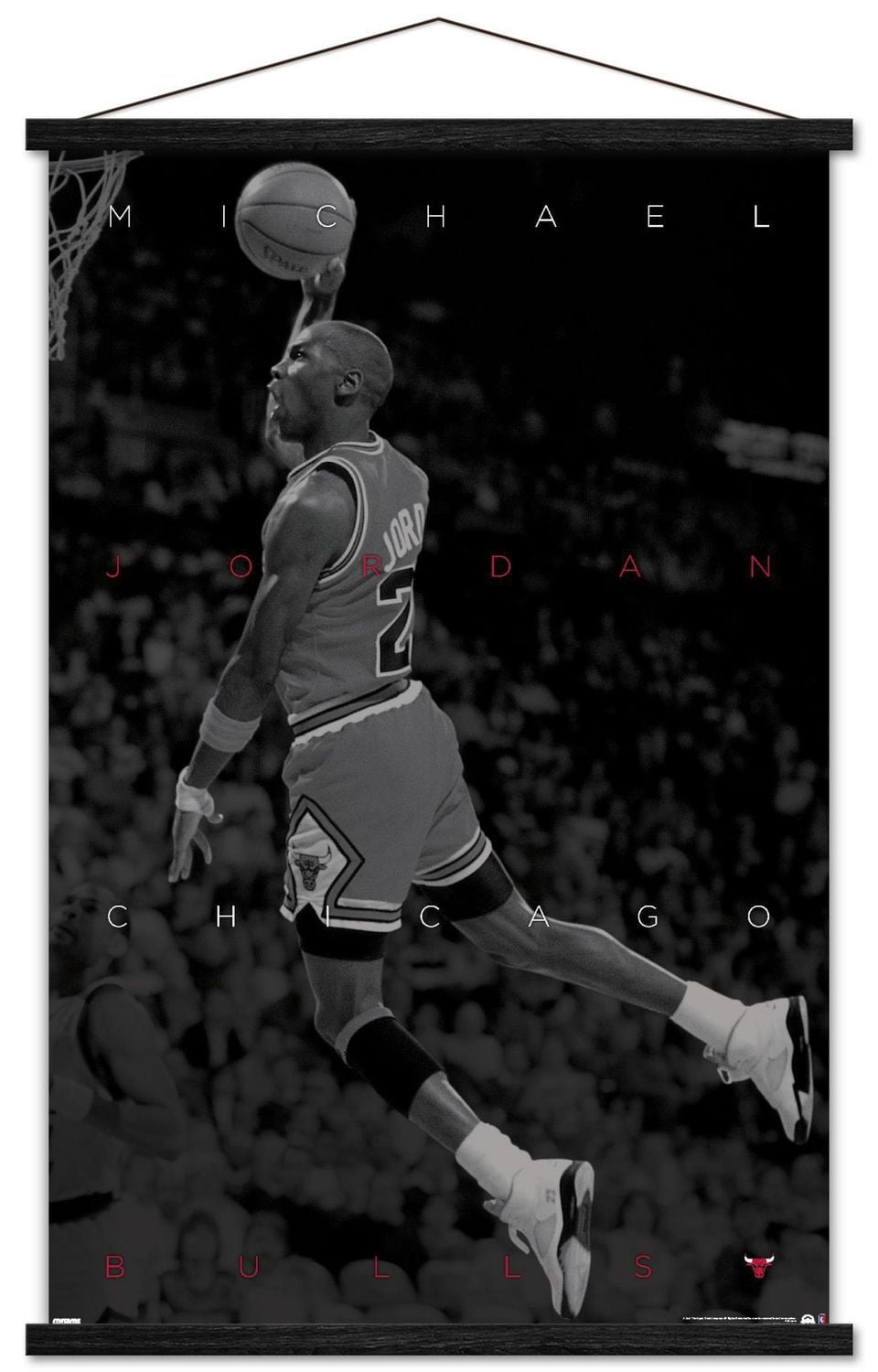 Michael Jordan - Black and White Wall Poster, 22.375" x 34" Framed