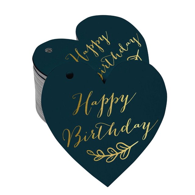 Inkdotpot 100 Pack Real Gold Foil Paper Tag Happy Birthday Favor Hang Tag