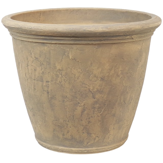 Sunnydaze Jardinière d'Extérieur à Double Paroi en Anjelica Résistante aux Intempéries - 24 Pouces - Beige