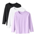 thumbnail image 2 of YUNAFFT Boys & Girls Layering T-Shirts Slim Fit Pure Color Long Sleeve Round Neck Basic Tees 3-Pack Essential Casual, 2 of 9