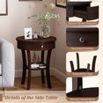 thumbnail image 4 of Costway 2 Pcs Table d'Appoint à 2 Niveaux Bout de Canapé Ronde Table de Nuit Chambre Salon Espresso, 4 of 10