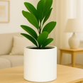 thumbnail image 3 of Fox & Fern 10 Inch Plant Pot with Drainage Plug - Premium Lightweight Fiberstone Matte White Planter; Indoor & Outdoor Planter; 10 Inch Pots for Plants Indoor; Weather & UV Resistant, 3 of 4