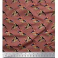thumbnail image 1 of Soimoi Brown polyester Crepe Fabric Leaves,American Robin & Toucan Bird Print Sewing Fabric BTY 42 Inch Wide, 1 of 3