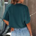 thumbnail image 4 of Posijego T-Shirts d'Été pour Femmes, Hauts Courts, Unis, Manches Courtes, T-Shirt Basique, T-Shirts Décontractés Amples, 4 of 6