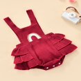 thumbnail image 2 of Baby Summer Ruffle Romper  Sleeveless Elastic Waist Rainbow Embroidery Strap Bodysuit, 2 of 6