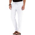 thumbnail image 3 of MAWCLOS Mens Trousers Elastic Waist Pants Drawstring Bottoms Fitted Summer Solid Color Loungewear White S, 3 of 4
