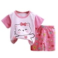 thumbnail image 1 of BOBOGOJP Garçons Filles Ensemble de Pyjama Printemps Été Enfants Manches Courtes Tenue de Nuit avec Poches, 1 of 4