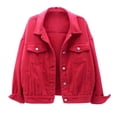 thumbnail image 1 of jsaierl Women Spring And Autumn Coats Warm Solid Long Sleeve Denim Jacket Outerwear, 1 of 4