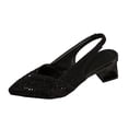 thumbnail image 1 of RXMEKW Rhinestone Slingback Pumps for Women, Pointed Toe Low Block Heel Sandals with Elastic Strap for Wedding, Cocktail Party, and Formal Events in Black, Champagne, and Silver, 1 of 9