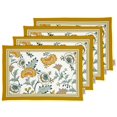 thumbnail image 1 of Vargottam Napperons - Napperon pour Table à Manger, Ensemble de 4 - Serviette en Coton Imprimée et Réversible - Napperons d'Intérieur pour Table de Salle à Manger à la Maison et en Cuisine - Floral Asiatique (Jaune Moutarde), 1 of 5