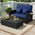 thumbnail image 4 of Costway 2 PCS PE Wicker Outdoor Daybed with 4-Level Adjustable Backrest, Storage Ottoman Navy + Black, 4 of 10