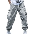 thumbnail image 2 of KIHOUT Mens Cargo Pants Casual Jogger Multi Pockets Drawstring Outdoor Hiking Loose Foot Binding Sweatpants, 2 of 5