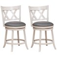 thumbnail image 1 of Costway 25.5" Hand-Antiqued Bar Stool Set of 2 Swivel Counter Height 20" Wider Seat, 1 of 8