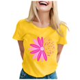thumbnail image 1 of TSADFHJI Hauts pour Femmes à Manches Longues Chandail d'Automne pour Femmes T-Shirt Imprimé à Manches Courtes Col Rond Haut Blouse TTTG Jaune, 1 of 5