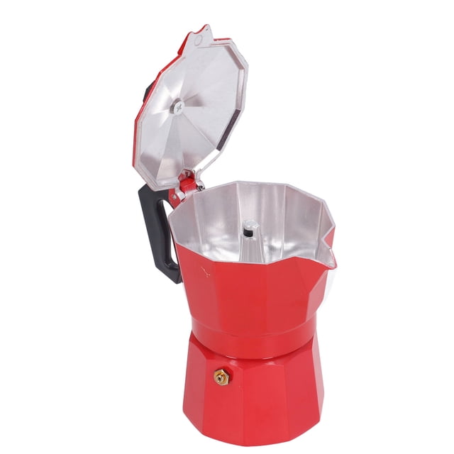 Moka Coffee Tea Maker, Heat Resistant Handle Food Grade Aluminum Dishwasher Safe Coffee Pot Valve For Home Red