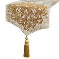 thumbnail image 1 of Le HomeCentric Chemin de Table décoratif Damas 14 x 60 po Zardozi et pompons - Ou Lin, 1 of 10