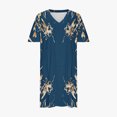 thumbnail image 4 of Pisexur Robes d'Été pour Femmes Mode à Imprimé Floral Robe Soleil Décontractée Ample à Col en V à Manches Courtes Robes T-Shirt Fluides Surdimensionnées Robe de Plage avec Poches Grande Taille Robe Mi-Mollet L-5TG, 4 of 5