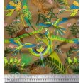 thumbnail image 1 of Soimoi Poly Georgette Fabric Branches,Parrot & Leopard Jungle Print Sewing Fabric Yard 42 Inch Wide, 1 of 3