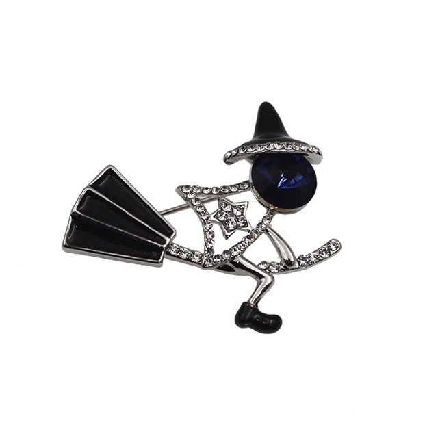 Brooch Decoration Fashion Stylish Cartoon Witch Rhinestone Brooch Shirt Pin Lapel Pin for Halloween